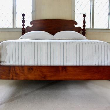 Ball &amp; Bell Bed in Maple, Original Posts Circa 1830. Resized to Queen with Ram's Ear Headboard