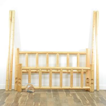 Rustic Raw Finish Country Farmhouse Bed Frame, King