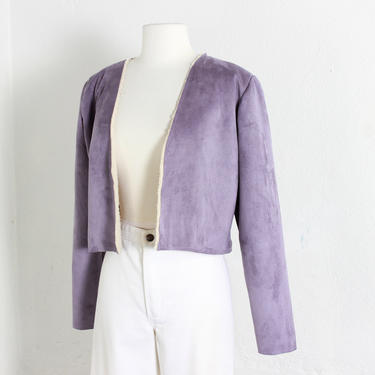 00s Purple Faux Shearling Cropped Jacket / Medium 