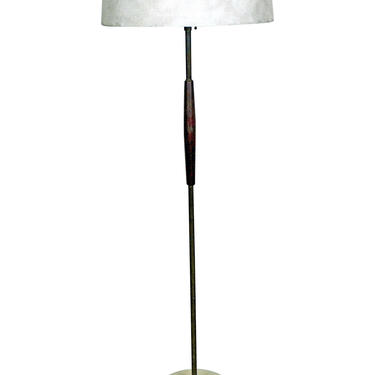 Mid-Century Danish Modern Gerald Thurston Lightolier Brass Teak Floor Lamp 