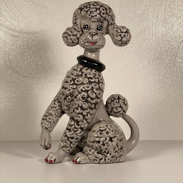 1950's Light Grey Ceramic Poodle Figurine 