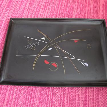 RARE Abstract MCM Tray by Couroc Black Lacquer 10.5 by 15.25&quot; Very Good VTG Condition by TheModAndPopShop