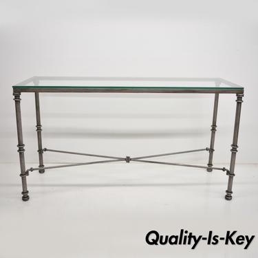 Pier 1 Medici Collection Pewter Iron Console Hall Sofa Table with Glass Top 50"