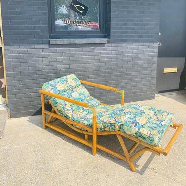 Pretzel tiki chaise lounge manufactured by South Pacific Rattan Co 70” L x 27” W” 