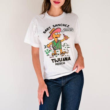 Vintage 90s Bart Sanchez Tijuana Mexico Single Stitch Tee | Paper Thin, Threadbare | Streetwear, Grunge | 1990s Bart Simpson Pop Art T-Shirt 