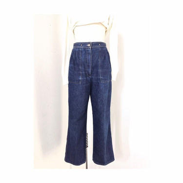 Pleated Jeans, Waist 28&amp;quot;, Anne Klein Jeans, Front Pocket Jeans, Dark denim, Blue jeans Retro, Jeans with eyelets, studded jeans, Denim pants 