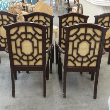 6 Hollywood Regency Fretwork Dining Chairs