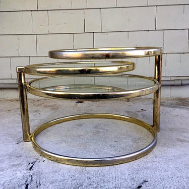 Local Pickup. Midcentury Milo Baughman Style Brass Tiered Coffee by OffMain