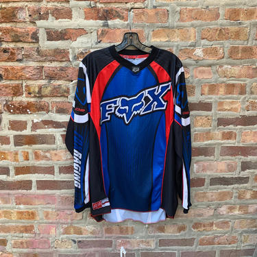 Vintage FOX Racing Motocross Jersey Size Large DMX Y2K 90s Rubber Patches 