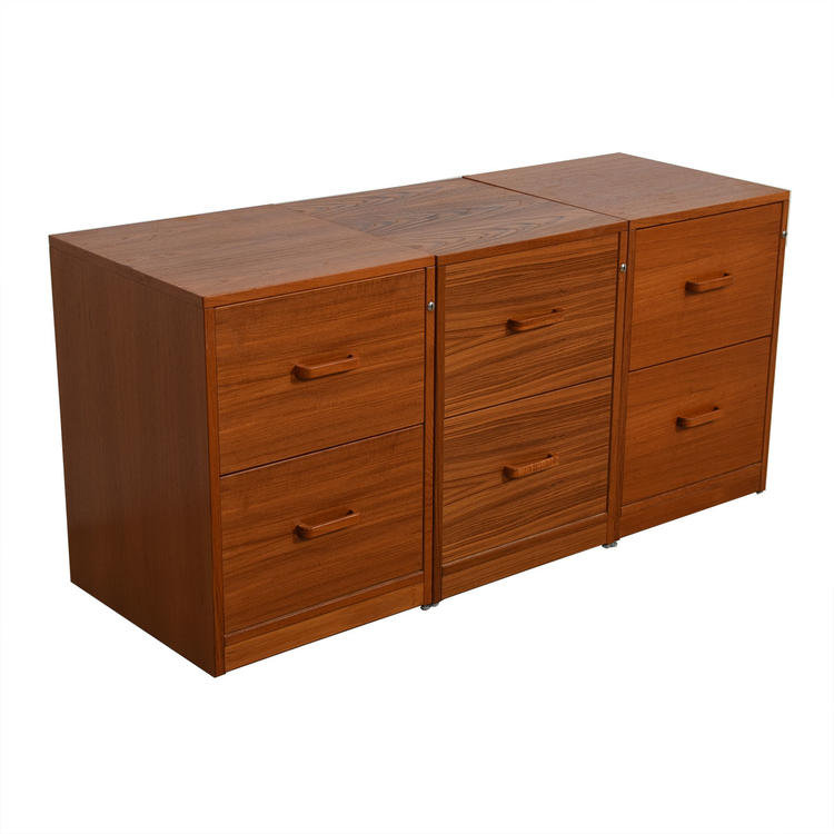 Three Matching Danish Modern Teak 2 Drawer File Cabinets