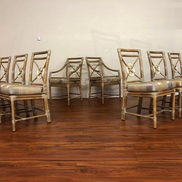McGuire Vintage Rattan Target Dining Chairs - Set of 8 