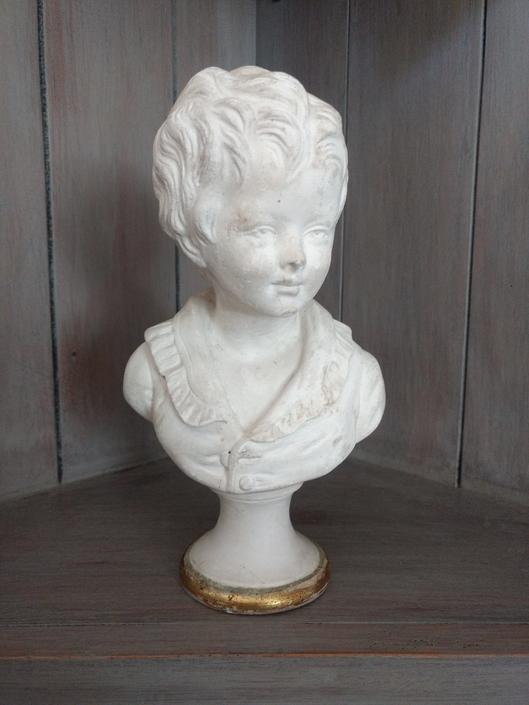 RARE - Pedestal Bust of a Boy - Vintage Borghese Houdon Boy Figurine 