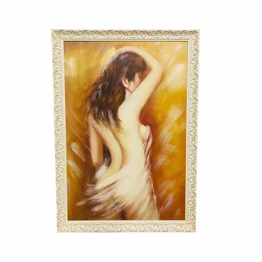 Nude Oil Painting, 1970s Original Painting, Vintage Nude Art, MCM Wall Decor 