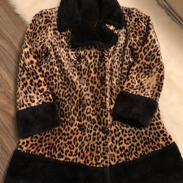 Vintage 60/70s Crushed Velvet Leopard Print Jacket 