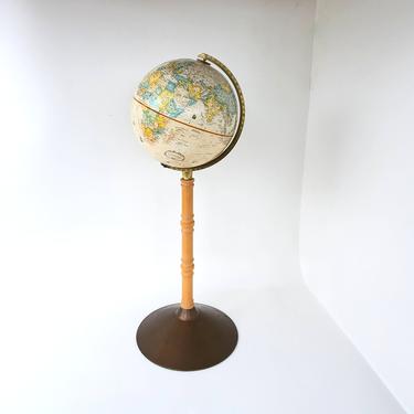 World Globe Replogle 12&amp;quot; Globemaster With Mid Century Modern Wood Stand Modernist World Map Round Earth Display Piece 1960's Vintage Décor 