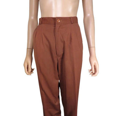 Vintage 70s Copper Color High Waist Pleat Front Trousers Size 24 x 31 
