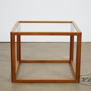 Glass and Teak Cube Table - Kai Kristiansen