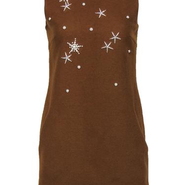 Mignon Doo for Anthropologie - Brown Wool Blend Dress w/ Sea Star Embellishments Sz PS