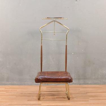 Pearl-Wick Brass &amp; Vinyl Valet Chair – ONLINE ONLY
