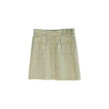 Armani Collezioni White Pinstripe Button-Front Skirt Sz 8 