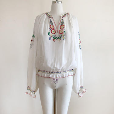 Embroidered Peasant/Traditional Folk Blouse - 1970s 