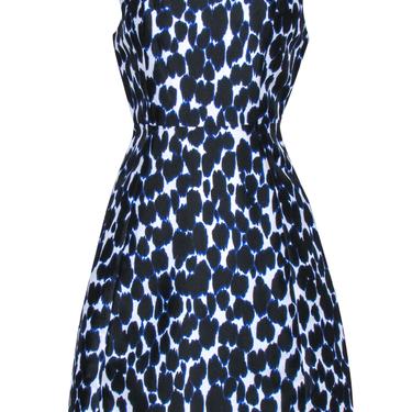 Kate Spade - Blue & Black Leopard Print Sleeveless Fit & Flare Dress Sz 10