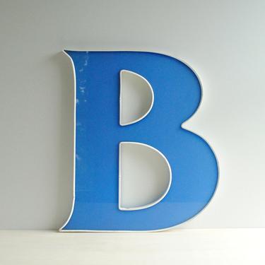 Vintage Sign Letter B, Huge Blue Plastic Sign Letter B 