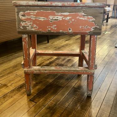 Primitive Side Table with Old Orange Paint