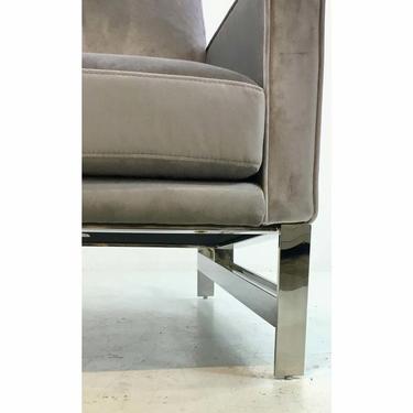 Worlds Away Modern Gray Velvet and Nickel Toby Lounge Chair