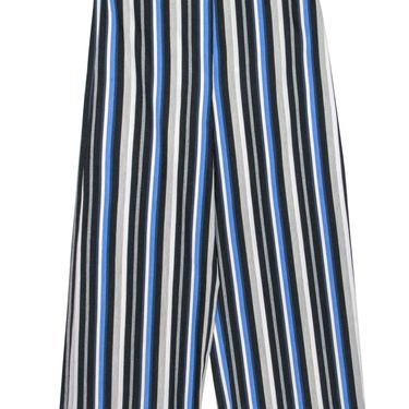 Avenue Montaigne - Blue, White & Gray Striped Wide Leg Pants Sz 4