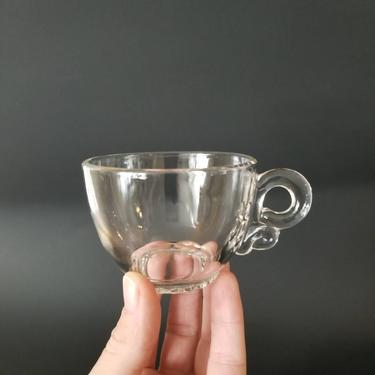 Vintage Punch Glass / Clear Punch Bowl Glass with Ornate Handle / Scrolled Punch Cup / Replacement Punchbowl Cup / Single Punch Glass 