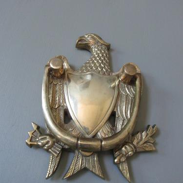 Vintage Brass Eagle Door Knocker, solid brass, federal eagle, brass americana, traditional home decor, colonial american eagle 