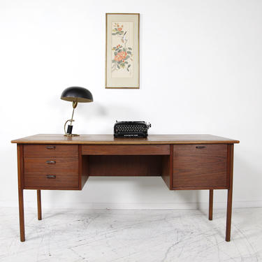 Vintage mcm rosewood and oak danish double sided executive desk | Free delivery in NYC and Hudson 
