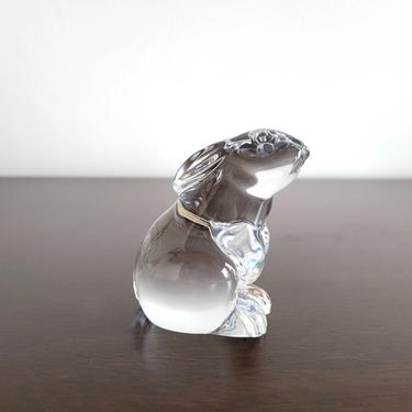 Vintage Baccarat Crystal Rabbit Paperweight, Small Bunny Figurine 