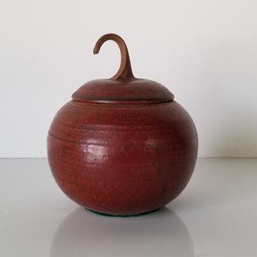 Vintage Apple Shape Art Pottery Jar With Lid. 