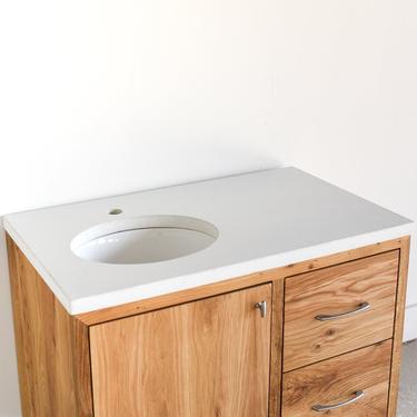 White Concrete Vanity Top / Oval Undermount Sink / Single Sink Top 