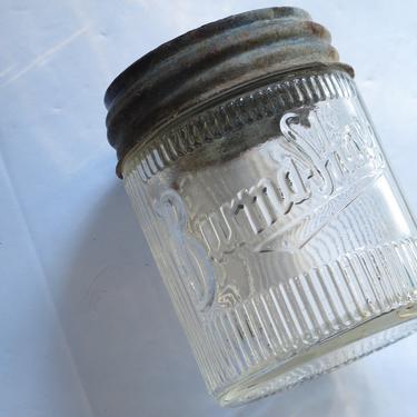 Antique glass jar metal lid Burma Shave Old Men's Toiletries Jar Apothecary Jar Storage Jar Zinc Metal Lid Old Glass Jar Made in USA 