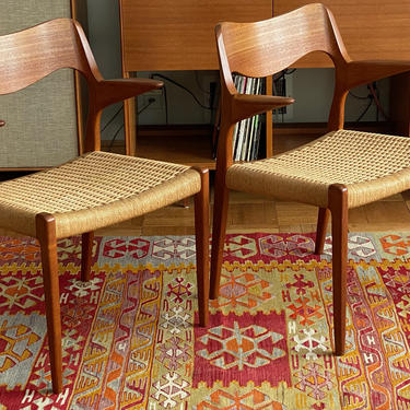 Pair Vintage Original Niels Otto Moller Teak Dining Chairs 