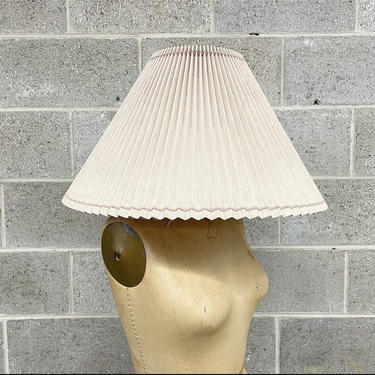 Vintage Lamp Shade Retro 1980s Pleated + Crimped + Accordion + Empire Shade + Dusty Pale Pink Color + Mood Lighting + Home and Table Decor 