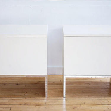 Pair 1970's White Laminate Side Tables