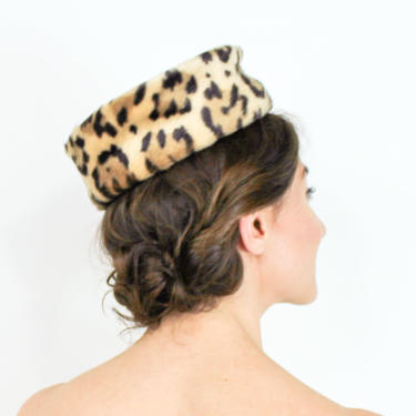 60s Faux Leopard Hat | Leopard Pillbox Hat | Beresford 