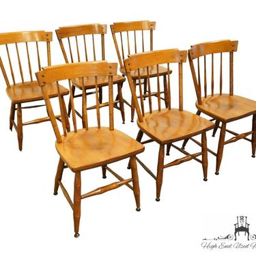 Set of 6 HEYWOOD WAKEFIELD Solid Hard Rock Maple Colonial Style Spindle Back Dining Side Chairs 