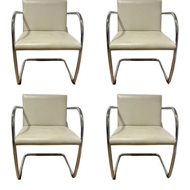 Set of 4 Italian Brno Armchairs in Chrome &amp; Leather