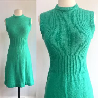 Vintage 50’s 60’s KNIT DRESS / RIBBED Waist + Sleeveless / Pin-Up Hourglass Vibes 