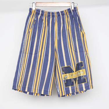 vintage 1990s striped University of MICHIGAN Wolverines shorts -- size small/medium 
