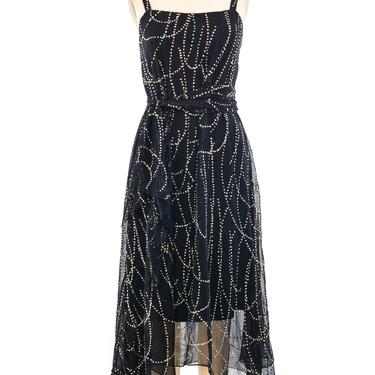 Pauline Trigere Glitter Embellished Chiffon Dress