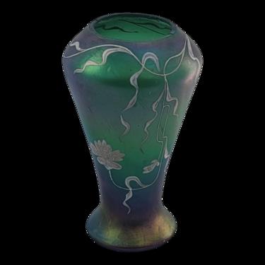 Antique Poschinger Art Nouveau Bohemian Glass Emerald Green Vase