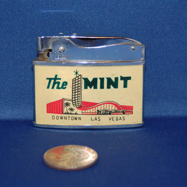 1960's Vintage Downtown Las Vegas The Mint Hotel Casino Souvenir Cigarette Lighter ~ Glory Days ~ Frank Sinatra  Dean Martin Sammy Davis Jr 