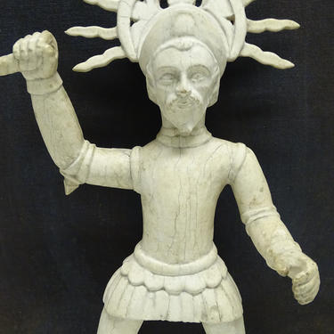 Antique Wooden Hand Carved Santos,  Jesus Christ as Warrior, Vintage Religious Church Folk Art 