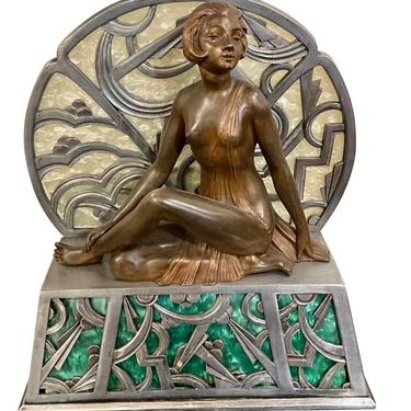 Art Deco Female Statue Table Lamp Light Limousin